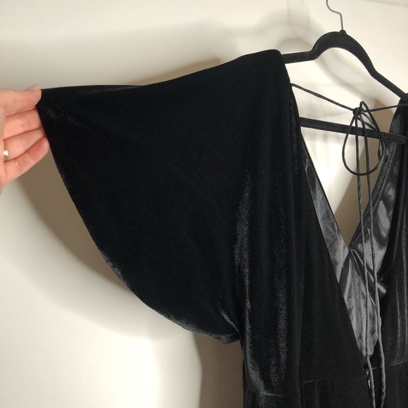 JENNY YOO Ellis Black Velvet Stretchy Long Bridesmaid Winter Wedding Gown Dress - Picture 7 of 15